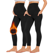 Legginsy ciążowe damskie kryjące wygodne elastyczne 2 sztuki czarne XL — leggings maternité noir