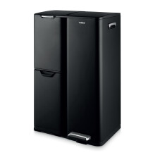 Tower Recycling Pedal Bin, Three Individual Compartments with Removable Inner Buckets, Carbon Steel Body, 60L, Black, T838024BLK