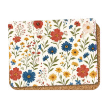 Cork Placemats 6pcs Wild Flowers Colorful Art Dining Food Tablemats Floral Style