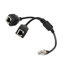 RJ45 Ethernet Splitter Cable,1 Male to 2 Female Ethernet Connector Cable Suitable Cat5, Cat6 LAN Ethernet Socket Adapter