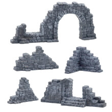 Ruined Stone Walls Set Battle Ruined Walls