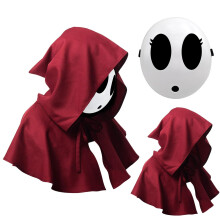 Shy Guy Mask Costume Adult 2PCS Scream Anime Mask with Knight Cloak