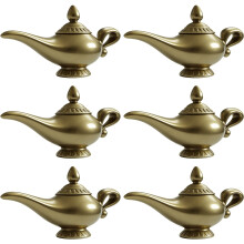 Lezevn 6 Pieces Gold Genie Magic Lamp Aladdin Genie Lamp Decoration Accessories Dollhouse Accessories for Fancy Dress Events