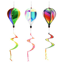 3 Pieces Hot Air Balloon Wind Spinner 27x130cm Colorful Rainbow Windmill Striped Windsock Rotating Sequins Wind Chime Magical Wind Powered Yard Art