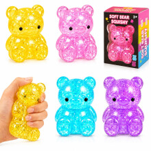 4pcs Squishy,Gummy Bear Squishies,Kawaii Stress Fidgets Sensory Squeeze Toys for Kids,Stretchy Pull Toy for Kawaii Desk Decor,Birthday Party