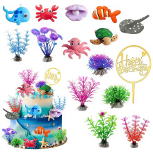 15PCS Under the Sea Party Cake Decorations,3D Sea Creatures Cake Topper Set