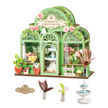 Rolife DIY Miniature House Kit Green Fountain Garden, 115-Piece Model Kit Dolls House for Adults Teens No Glue Needed