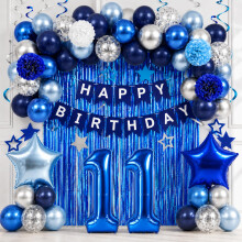 11th Birthday Party Decorations Blue and Silver Party Balloons Set for Boys
