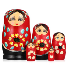 Russian Dolls, 5pcs Wooden Girls Babushka Nesting Dolls - Handmade Russian Matryoshka, Traditional Babushka Home Decor for Birthday Gift