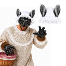 Big Bad Wolf Ears Hat Granny Costume for Adults Halloween Fancy Dress