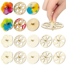 Toddmomy Wooden Gyroscope Toy Set for Kids - 20 Unfinished Spinning Tops Diy Craft Kit for Creative Coloring and Hand-Eye Coordination Development