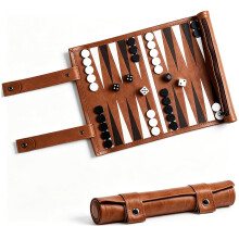 Backgammon Set, Travel Board Game, Black and White