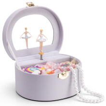VLANDO Girls Jewellery Box with Ballerina, Musical Jewellery Box for Kids
