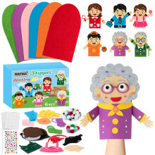 WATINC 6Pcs Hand Puppet Making Kit, Art Craft Family Felt Sock Puppet Toys