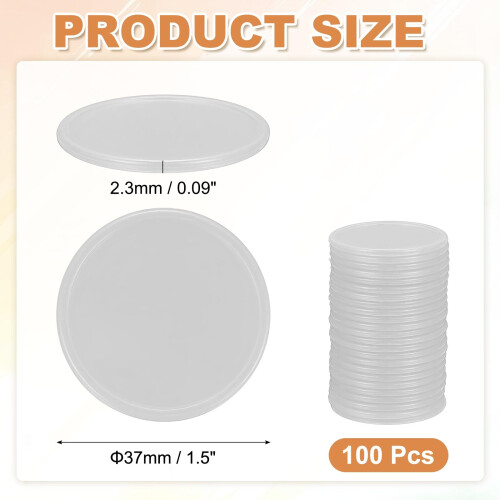 sourcing map 100Pcs Plastic Poker Chips, 37mm, Light Gray 1