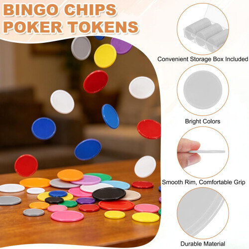 sourcing map 100Pcs Plastic Poker Chips, 37mm, Light Gray 2