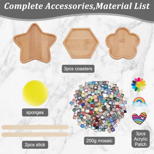 WEBEEDY DIY Mosaic Coaster Kit for Beginner, 3 Sets Rainbow Theme 1
