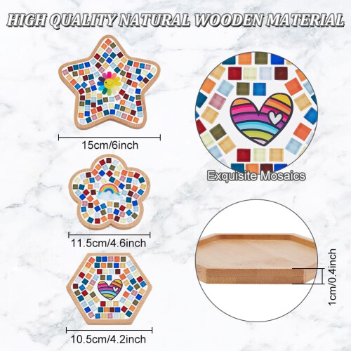 WEBEEDY DIY Mosaic Coaster Kit for Beginner, 3 Sets Rainbow Theme 2