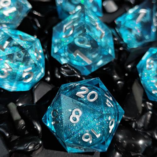 ORUZA Liquid Core DND Dice Set Polyhedral Resin Sharp Edge D&D Dice 7 PCS 1
