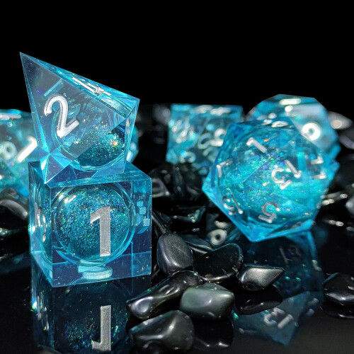 ORUZA Liquid Core DND Dice Set Polyhedral Resin Sharp Edge D&D Dice 7 PCS 2