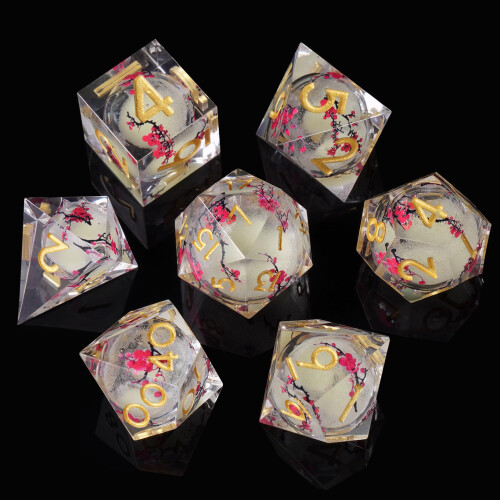 ORUZA Liquid Core DND Dice Set Polyhedral Resin Sharp Edge D&D Dice 7 PCS 1