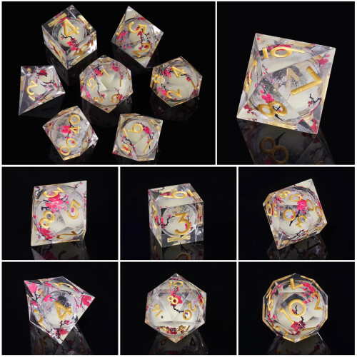 ORUZA Liquid Core DND Dice Set Polyhedral Resin Sharp Edge D&D Dice 7 PCS 2