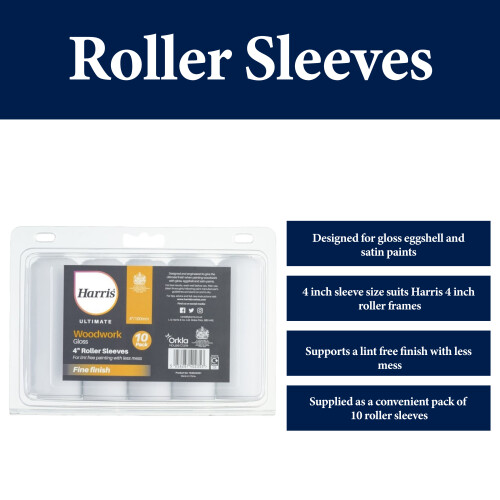 Harris Harris Ultimate Gloss Roller Sleeves 4 Inch Pack of 10 1