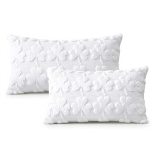Set mit 2 Dekorativen Kissenbezügen aus Plüsch Weiß 30x50 cm — kissenbezug plüsch, kissenbezüge 30x50