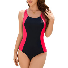 Sportlicher Badeanzug Einteiler Schlankmachend Push-Up Rot L — schwimmanzug damen, racerback badeanzug