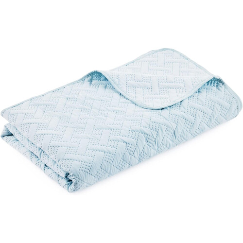 Quilted Bedspread and Sofa Throw Soft Braided Turquoise 220x240 cm