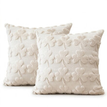 Set mit 2 dekorativen Kissenbezügen aus Plüsch in Cremebeige 50x50 cm — kissenbezug plüsch, dekokissen hülle