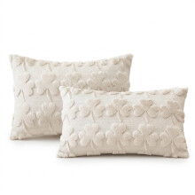 Kissenbezug Dekokissen Plüsch 2er Set Beige 30x50 cm — kissenbezüge plüsch beige, dekokissenbezug 30x50