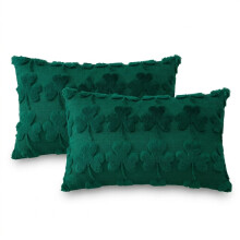 Set mit 2 dekorativen Kissenbezügen aus Plüsch Grün 40x60cm — kissenbezug plüsch, kissenbezüge grün, samt kissenhülle