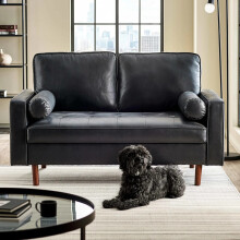 Henley Black Faux Leather 3 Seater Sofa