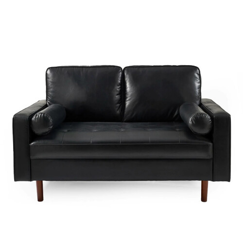 Henley Black Faux Leather 3 Seater Sofa 1