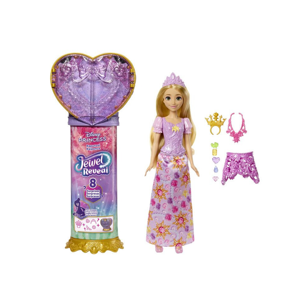 Mattel Doll Mannequin - Disney - Rapunzel Jewel Reveal With 8 Surprises - Jewelry Box Included - From 3 Years Old - Image 4