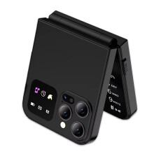 I15 PRO Flip Phone Dual SIM Card GSM Gravação Automática de Chamadas Tela de 2,4 Polegadas Celulares Dobráveis Tipo C Preto