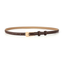 (Brown)Klassischer schmaler Taillengürtel aus Leder für Damen mit Metallnadelverschluss für Outfits