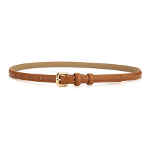 (Tan Square)Ceinture classique en cuir taille fine pour femme avec fermeture à épingle en métal pour tenues