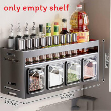 (Double 4Compartments)Carbon Steel Wall Hanging Spice Organizer With Removable Shelves For Use Kitchen