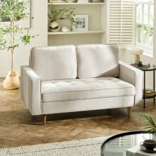 Henrietta Beige Upholstered 2 Seater Sofa