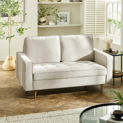 Henrietta Beige Upholstered 2 Seater Sofa