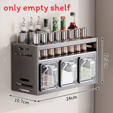 (Double 3Compartments)Carbon Steel Wall Hanging Spice Organizer With Removable Shelves For Kitchen Use