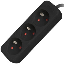 Prolunga elettrica nera - Lanberg - 1,5 m - Nessuna uscita USB - Nessun interruttore
