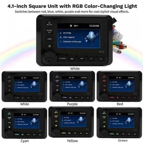 Reprodutor de Rádio MP5 Marinho com Display TFT de 4,1 Polegadas Suporte  FM AM para Iate Gauge ATV UTV SUV RV Carrinho 2