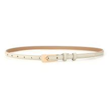 (Gray)Ceinture Classique Cuir Taille Mince pour Femme avec Fermeture Épingle Métal Tenues pour