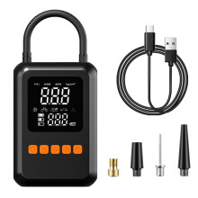 Portable Digital Tire Inflator Set 50L/Min Air Compressor 3000mAh Battery Rechargeable 5 Modes LED Light & Power Bank