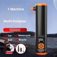 Gonfleur de Pneus Numérique, Compresseur D'Air Portable avec Marteau de Secours et Lampe LED, Batterie 3000 MAh, Outil D'Urgence pour Voiture