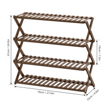 Faltbares Schuhregal Bambus 4 Ebenen 70 cm