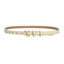 (Gray Square)Ceinture classique en cuir taille fine pour femme avec fermeture à épingle en métal pour tenues